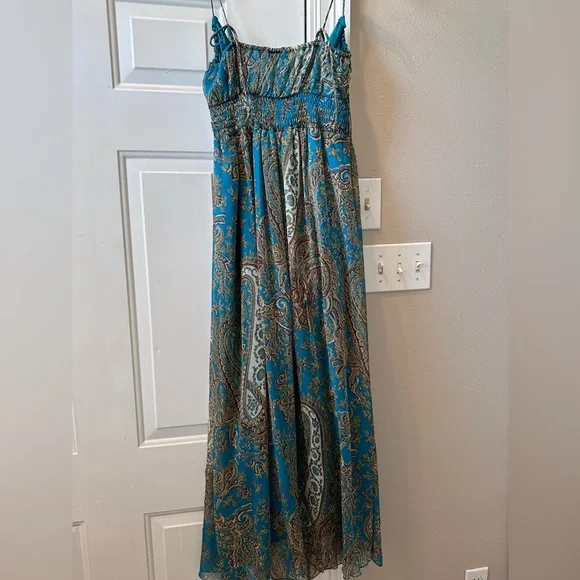 Teal paisley maxi dress Sz L - Picture 3 of 4